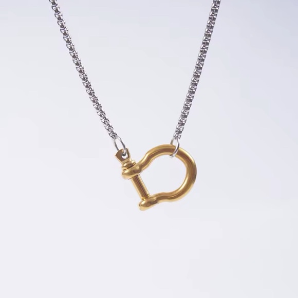 Stainless Steel Horseshoe  “U” Charm Necklace  Gold/Silver Color - Picture 2 of 11